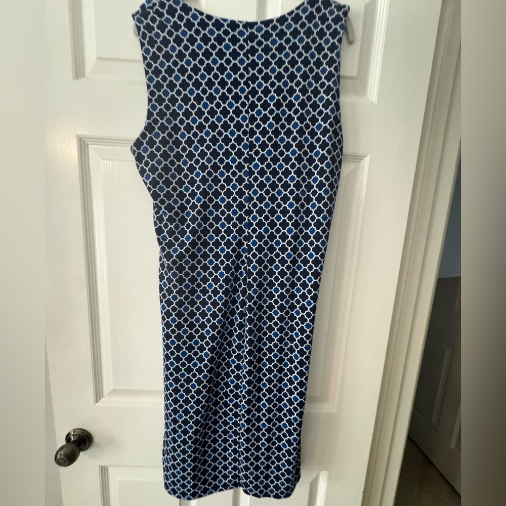 Charter Club Mock Wrap Dress Navy Blue Geometric Print Size XL - Picture 4 of 5
